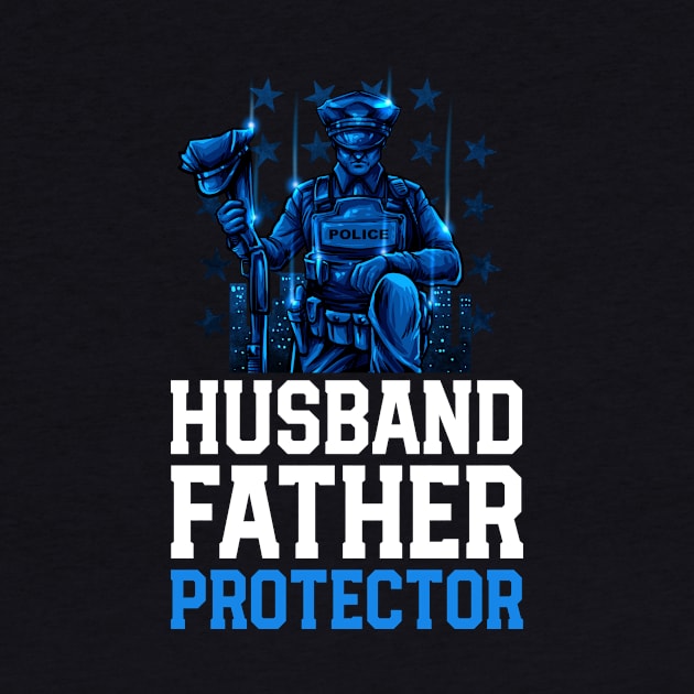 Husband Father Protector Hero Shirt Police Fathers Day Gift by 14thFloorApparel